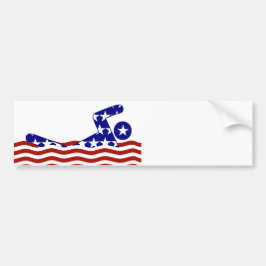 Patriottisch Zwemmen Sporten Bumpersticker