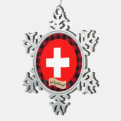 Patriottisch Zwitserland, buffelpleister, Zwitsers Tin Sneeuwvlok Ornament (Rechts)