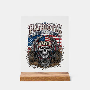 Patriottische 1776 Off Road Schedel Monster Truck  Acryl Bord