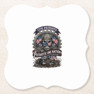 Patriottische 1776 Off Road Schedel Monster Truck  Kartonnen Onderzetters