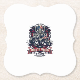 Patriottische 1776 Off Road Schedel Monster Truck  Kartonnen Onderzetters