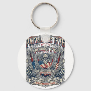 Patriottische 1776 Off Road Schedel Monster Truck Sleutelhanger