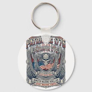 Patriottische 1776 Off Road Schedel Monster Truck Sleutelhanger