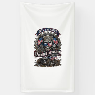 Patriottische 1776 Off Road Schedel Monster Truck  Spandoek
