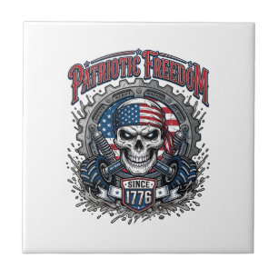 Patriottische 1776 Off Road Schedel Monstertruck Tegeltje