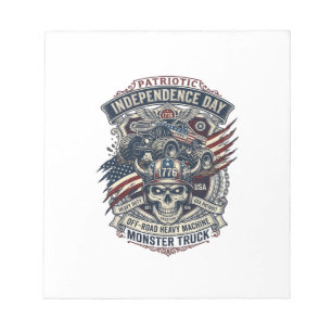 Patriottische 1776 Off Road Schedel Monstertruck Z Notitieblok