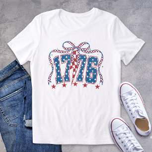 Patriottische 1776 Sterren Strepen Coquette Bow Tri-Blend Shirt