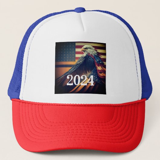 Patriottische 2024 Eagle Cap Trucker Pet (Voorkant)