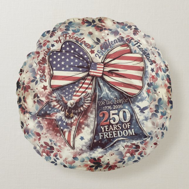 Patriottische 250 Jaar Verjaardag Rond Kussen (Voorkant)