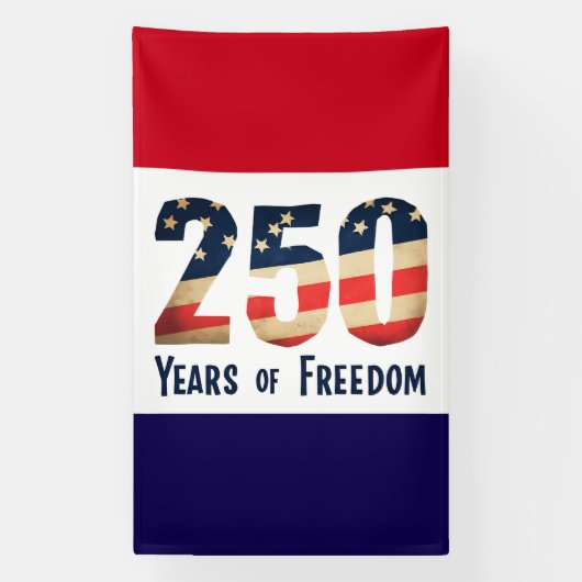 Patriottische 250‑jaar vrijheidsbanner spandoek (Verticaal)