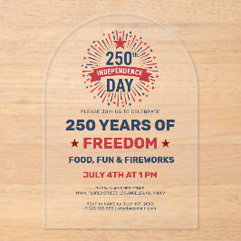 Patriottische 250 Jaar Vrijheidsviering Acryl Uitnodigingen