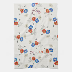 Patriottische 250ste rood wit & blauw 1776-2026 kl theedoek