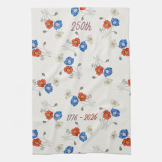 Patriottische 250ste rood wit & blauw 1776-2026 kl theedoek