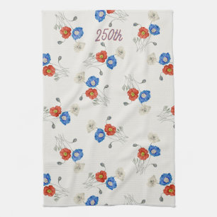 Patriottische 250ste rood wit & blauw aquarel klap theedoek