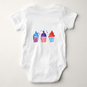 Patriottische 250ste rood wit blauwe aquarel cupca romper (Achterkant)
