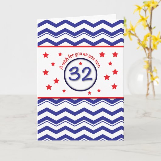 Patriottische 32e verjaardag kaart (Gele Bloem)