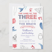 Patriottische 3e verjaardag Pizza Partij Kaart (Voorkant)