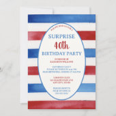 Patriottische 40e Red White Blue Surprise Verjaard Kaart (Voorkant)