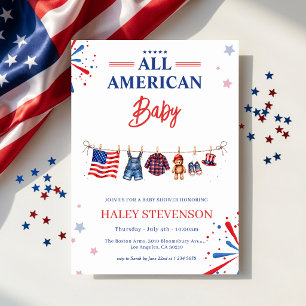 Patriottische 4 juli All American Baby Shower Kaart
