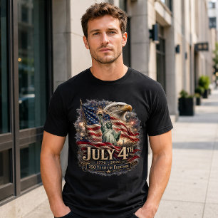 Patriottische 4 juli Amerikaanse vlag 250 jaar T-shirt