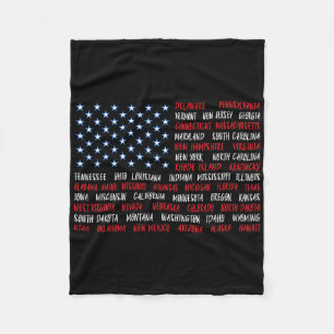 Patriottische 4 juli Amerikaanse vlag Alle 50 stat Fleece Deken