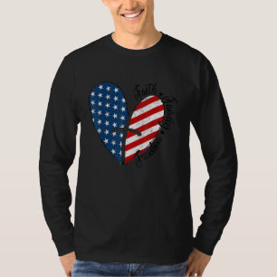 Patriottische 4 juli Amerikaanse vlag Heart Faith T-shirt