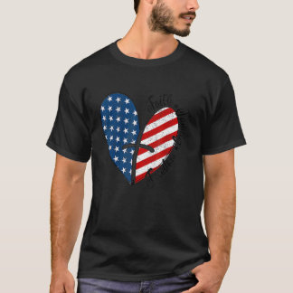 Patriottische 4 juli Amerikaanse vlag Heart Faith  T-shirt