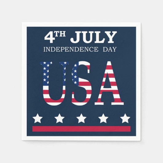 Patriottische 4 juli Amerikaanse vlag Stripes Servet (Voorkant)