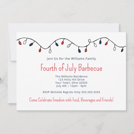 Patriottische 4 juli Barbecue String Lights Kaart (Voorkant)