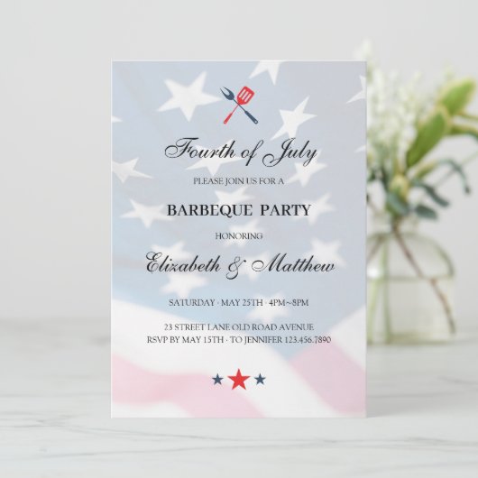 Patriottische 4 juli BBQ Amerikaanse vlag Kaart (Staand voorkant)