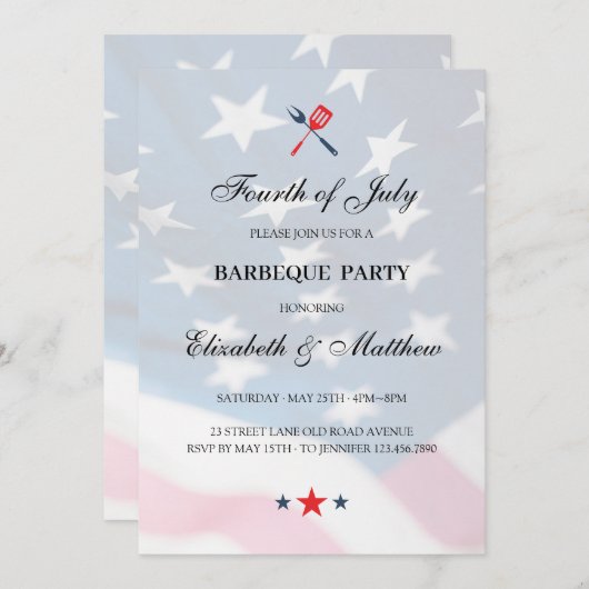 Patriottische 4 juli BBQ Amerikaanse vlag Kaart (Voorkant / Achterkant)