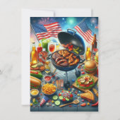 Patriottische 4 juli BBQ / Feest Kaart (Achterkant)