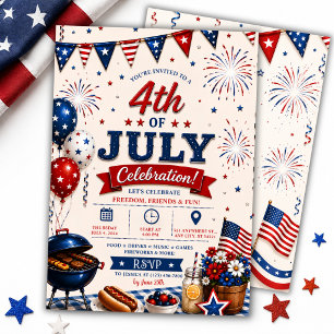 Patriottische 4 juli BBQ-feest Kaart