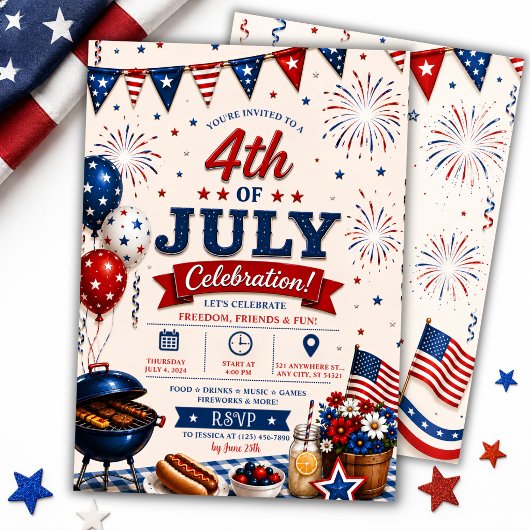 Patriottische 4 juli BBQ-feest Kaart
