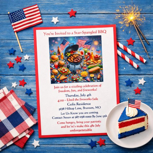 Patriottische 4 juli BBQ / Feest Kaart