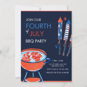 Patriottische 4 juli BBQ-feest uitnodiging