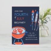 Patriottische 4 juli BBQ-feest uitnodiging (Staand voorkant)
