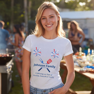 Patriottische 4 juli BBQ Picknick Amerika 250ste v T-shirt