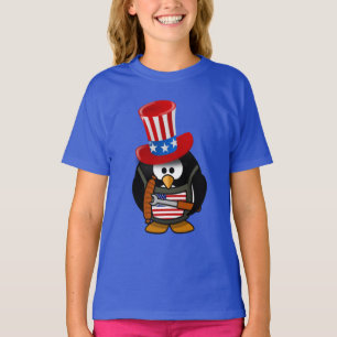 Patriottische 4 juli BBQ Pinguïn T-Shirt