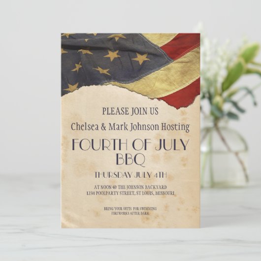 Patriottische 4 juli BBQ Pool Party Flag Kaart (Staand voorkant)