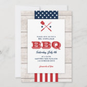 Patriottische 4 juli BBQ Rustic Wood Kaart (Voorkant)