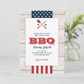 Patriottische 4 juli BBQ Rustic Wood Kaart (Staand voorkant)