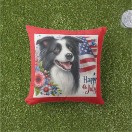 Patriottische 4 juli Border Collie Worp Kussen