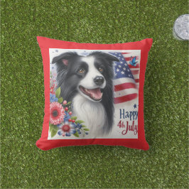 Patriottische 4 juli Border Collie Worp Kussen