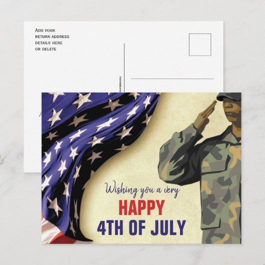 Patriottische 4 JULI Briefkaart (Voorkant / Achterkant)