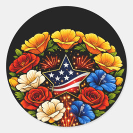 Patriottische 4 juli-clip art Californische klapro Ronde Sticker