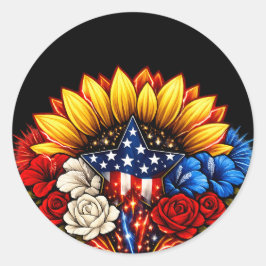 Patriottische 4 juli Clip Art Kansas Zonnebloem St Ronde Sticker