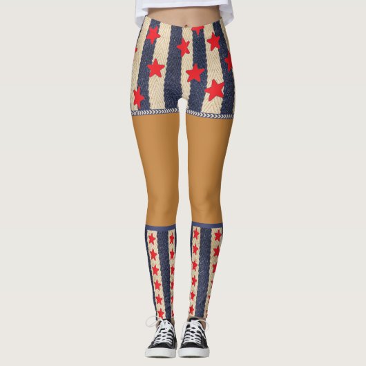 Patriottische 4 juli Fake Shorts & Sokken Leggings (Voorkant)