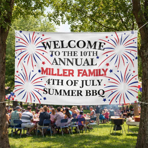 Patriottische 4 juli familie BBQ welkomstbanner Spandoek