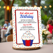 Patriottische 4 juli Fun Vanilla Cupcake Verjaarda Kaart